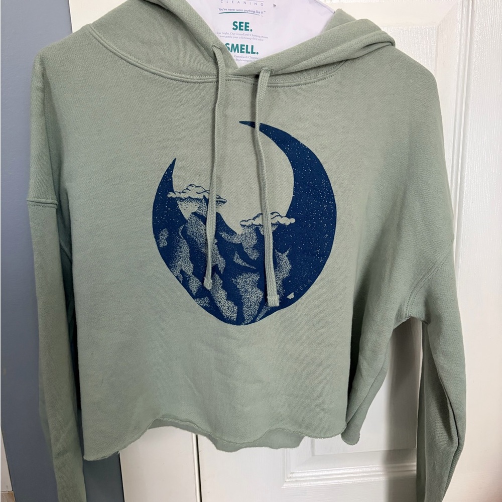 Green Hoodie with Blue Graphic